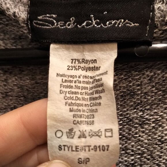 🍁2/30🍁Vintage Y2K Sweater Knit Cowl Neck 3/4 length Dolman Sleeve Salt+Pepper - Picture 9 of 15